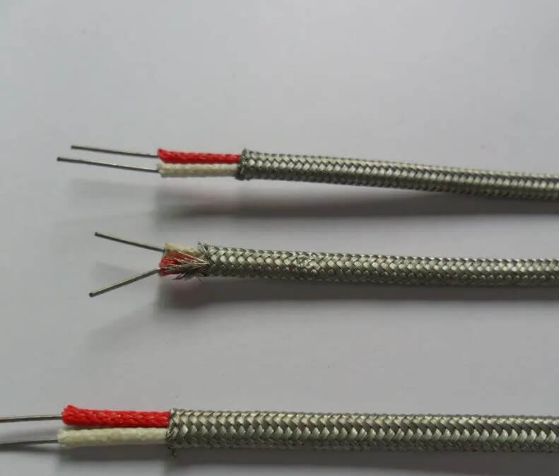 K type 2*0.35mm 2*0.5mm 2*0.65mm Fiberglass Insulation Stainless Steel Shield Extension Wire Thermocouple Compensating Cable Wire