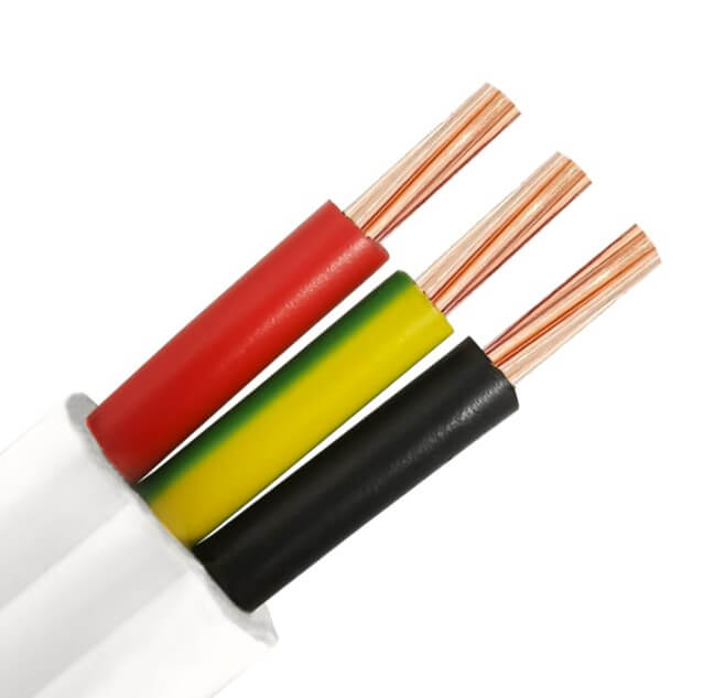 300/500V Copper Electrical Twin and Earth Flat Electric Cable 1.0mm 1.5mm 2.5mm 4mm 6mm 2 Core 6242Y 6241Y 6243Y BS 6004 Earth Cable